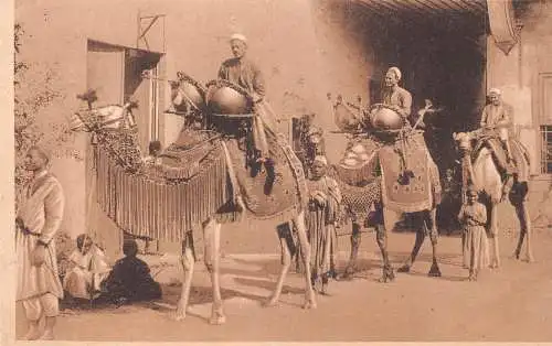 A932 Ägypten Kesseltrommler für fröhliche Corteges Kamele Beduinen Vintage Postkarte