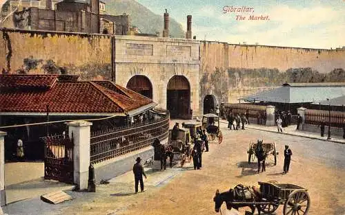 A932 Gibraltar Markt Eselkarren Vintage Postkarte