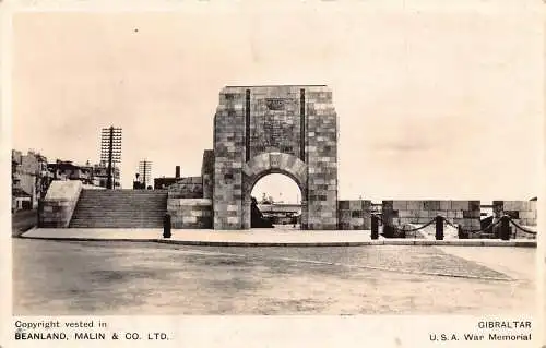 A932 Gibraltar USA War Memorial RPPC Vintage Postkarte
