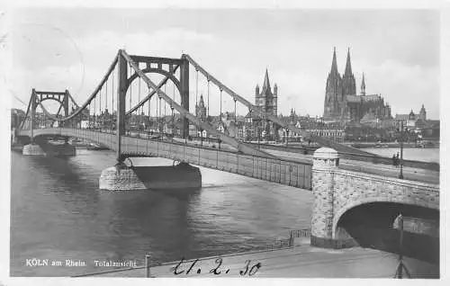 L341 Deutschland 1930 Köln Köln am Rhein Totalsnicht Brücke Vintage Postkarte