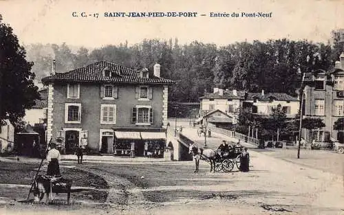 A912 Frankreich Saint Jean Pied de Port Entree du Pont Neuf Kutsche Postkarte