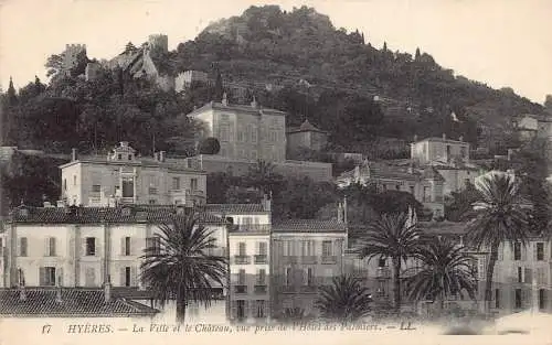 C017 Frankreich Hyeres La Ville et le Chateau Vintage Postkarte