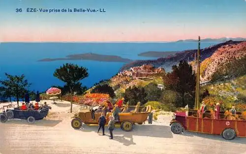 A906 Frankreich Eze Vue prise de Belle-Vue Autos Oldtimer Postkarte