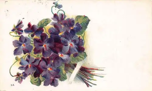 A910 Frühlingsgrüße 1910 Veilchen Blumenstrauß Vintage Postkarte
