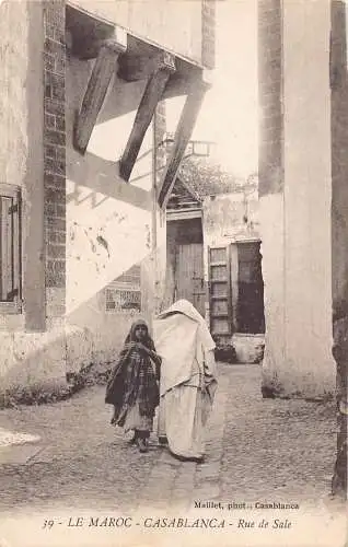 A934 Marokko Casablanca Rue de Sale Straße ethnisches Mädchen Postkarte