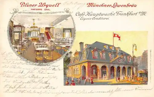 Deutschland Cafe Hauptwache Frankfurt Pilsner Urquell Restaurant Werbepostkarte