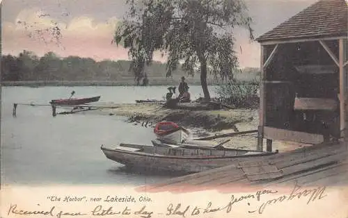 A933 US 1906 Ohio The Harbour near Lakeside Boats Vintage Postkarte