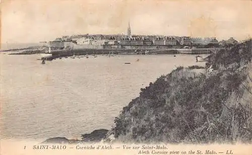 C017 Frankreich, Aleth Gesims Blick auf die Saint Malo 1951 alte Postkarte