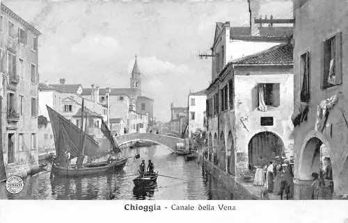 A936 Italien Chioggia Canale della Vena Boote Vintage Postkarte