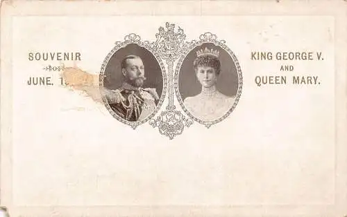 A911 Souvenir British Royalty Portraits King George V and Queen Mary Postkarte