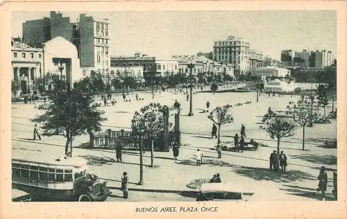 A936 Argentinien Buenos Aires Plaza Once Bus Vintage Postkarte