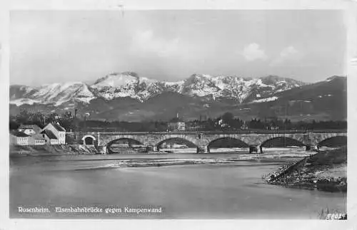 L342 Deutschland 1934 Rosenheim Eisenbahnbrücke Brücke gegen Kampenwald Postkarte