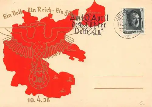 Deutschland 1938 Propaganda WWII Karte Ganzsachen Postkarte