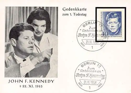 John F Kennedy und Frau Jackie 1964 Deutschland 1 Jahr nach dem Tod Postkarte