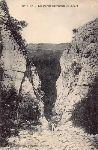 C027 Frankreich, Gex Les Portes Sarrazines et le Jura 1920 Vintage Postkarte