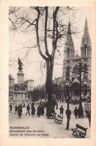 C028 Frankreich, Marseille Eglise St Vincent de Paul Vintage Postkarte