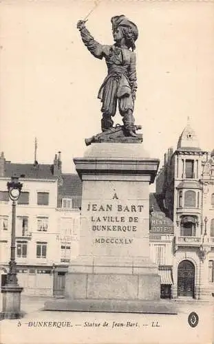 C028 Frankreich, Dunkerque Statue de Jean-Bart Vintage Postkarte
