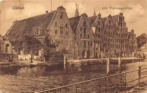 L011 Deutschland 1908 Lübeck Alter Travenspeicher Vintage Postkarte