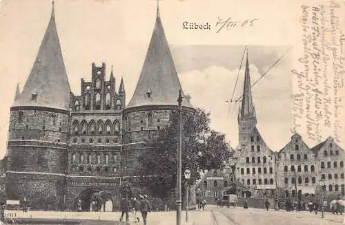 L011 Deutschland 1905 Lübecker Kutschtürme Vintage Postkarte