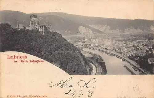 L011 Deutschland 1903 Ruine Lahneck Niederlahnftein Vintage Postkarte