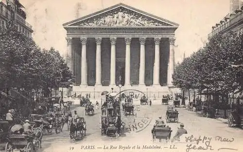 C029 Frankreich, Paris La rue Royale et la Madeleine 1907 Vintage Postkarte