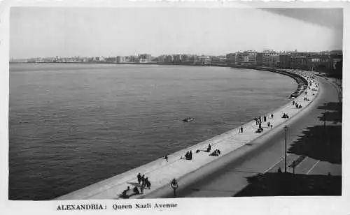L176 Ägypten 1933 Alexandria Queen Nazli Avenue Vintage Postkarte