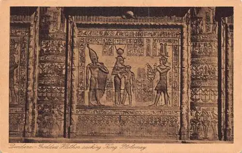 L176 Ägypten Dendera Göttin Hathor plündert König Ptolomäus Vintage Postkarte