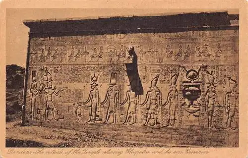 L176 Ägypten Dendera Tempelfigur Kleopatra und ihr Sohn Cäsarion Postkarte