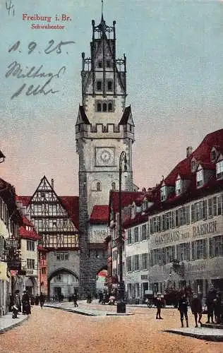 L181 Deutschland 1925 Freiburg i Br Schwabentor Turm Vintage Postkarte