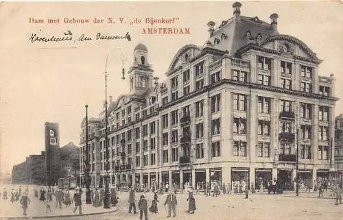 L177 Niederlande Amsterdam Dam met Gebouw der NV Bijenkorf vintage Postkarte