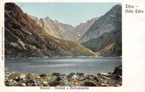 L176 Slowakei Tatra Angeln See Litho Vintage Postkarte
