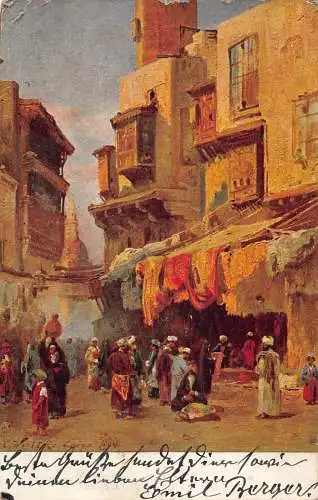 L177 Ägypten Markt Handel belebte Straße in Kairo Lebensmittelherstellung Vintage Postkarte