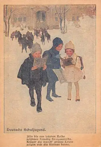 A095 Deutsche Schulkinder abonnieren Kriegsvorbereitungen Propaganda Postkarte
