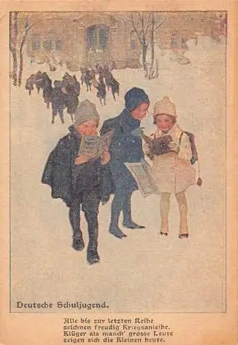 A095 Deutsche Schulkinder abonnieren Propaganda-Postkarte Kriegsvorbereitungen.