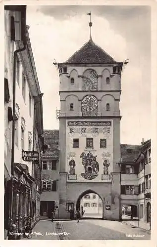 L181 Deutschland 1943 Wangen im Allgäu Lindauer Turm Musikhaus Stoppel Postkarte