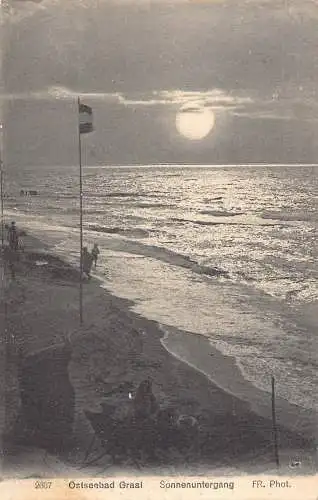 L182 Deutschland 1926 Ostseebad Graal Sonnenuntergang Mondschein Strand Postkarte