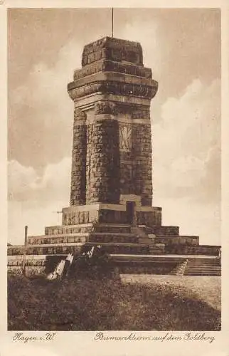L014 Deutschland 1932 Hagen Bismarckturm Goldberg Luftposy Statue Vintage Postkarte