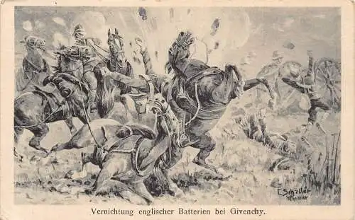L076 Deutschland 1916 WWI Zerstörung englische Batterien bei Givenchy Feld Postkarte
