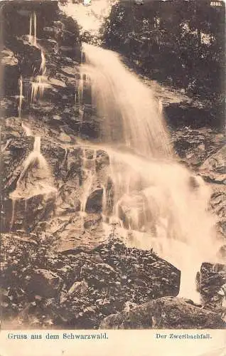 L195 Deutschland Gruss aus dem Schwarzwald Zweribachfall Wasserfall Vintage Postkarte