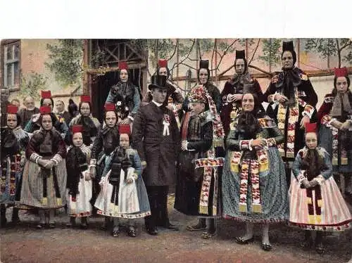 A093 Ethno 1908 Hochzeitsfeier in hessischer Tracht Kinder Postkarte