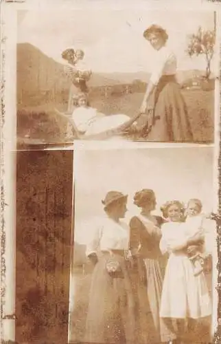 A094 Echtfoto 1911 Frauen Mädchen und Baby haben Spaß in der Natur München Postkarte