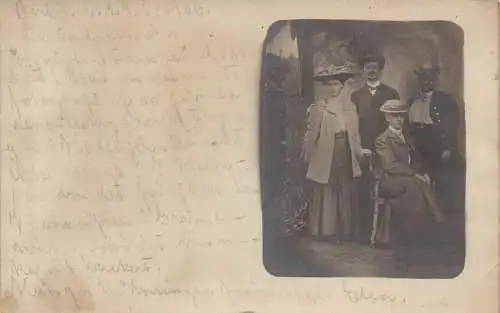 A092 Gruß 1906 Familiengruppenfoto Sozialgeschichte Passepartout Postkarte