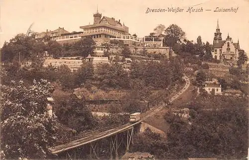 L012 Deutschland 1931 Dresden Wiesser Hirsch Luisenhof Straßenbahn Vintage Postkarte
