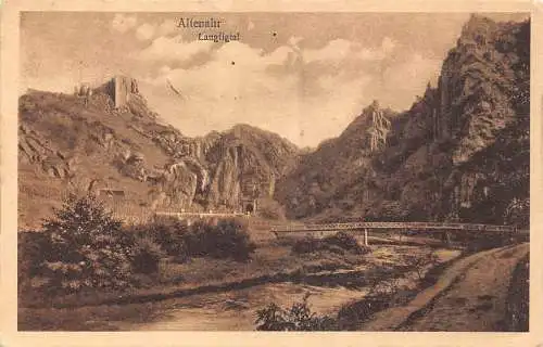 L011 Deutschland 1922 Altenahr Langfigtaler Brücke Berge Vintage Postkarte