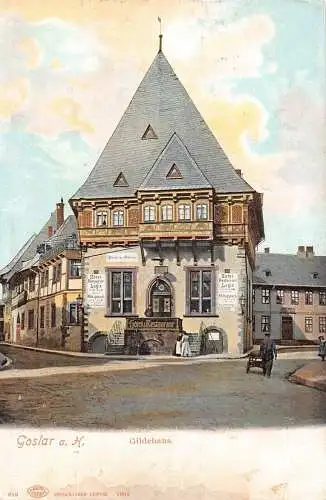 L014 Deutschland 1903 Goslar Gildehaus Hotel Restaurant ChromoLitho Vintage Postkarte
