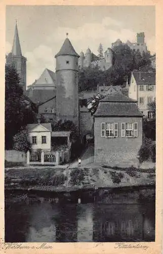 L014 Deutschland 1930 Wertheim a Main Kittsteinturm Turm Vintage Postkarte