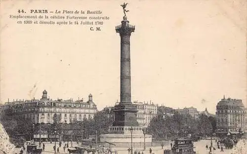 C033 Frankreich, Paris La Place de la Bastile Vintage Postkarte