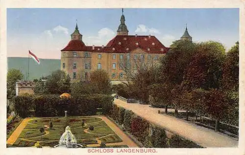 L346 Deutschland Langenburg Schlosshof Schlossgarten Vintage Postkarte