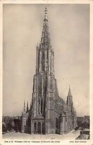 L349 Deutschland 1941 Ulm a D Dom Hoechster Kirchturm der Erde Postkarte