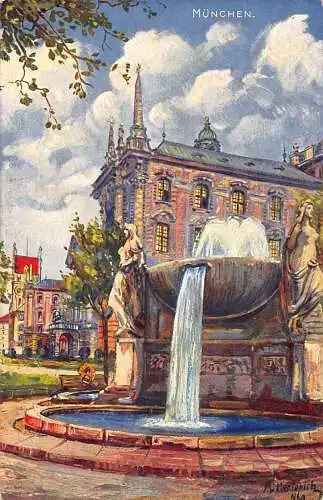 L349 Deutschland München Nornenbrunnen Brunnen Postkarte